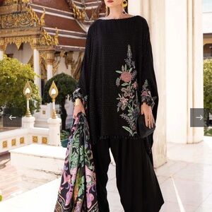 Maria b INSPIRED Elegant Black Embroidered Long Sleeve Dress